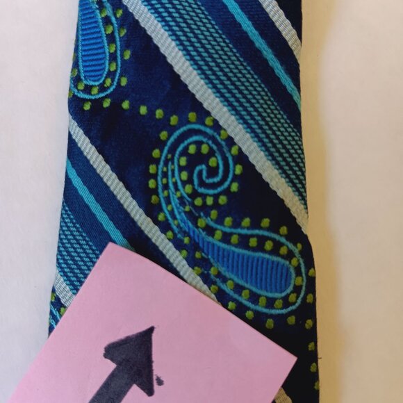 Ted Baker London Men's Blue Stripe/Paisley Silk Tie L60" W3.5" - Picture 7 of 12